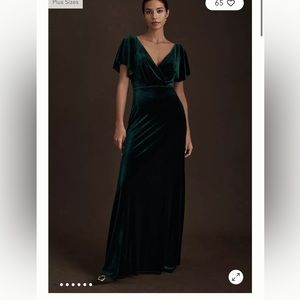 Jenny Yoo Ellis Flutter-Sleeve Open-Back Velvet Gown